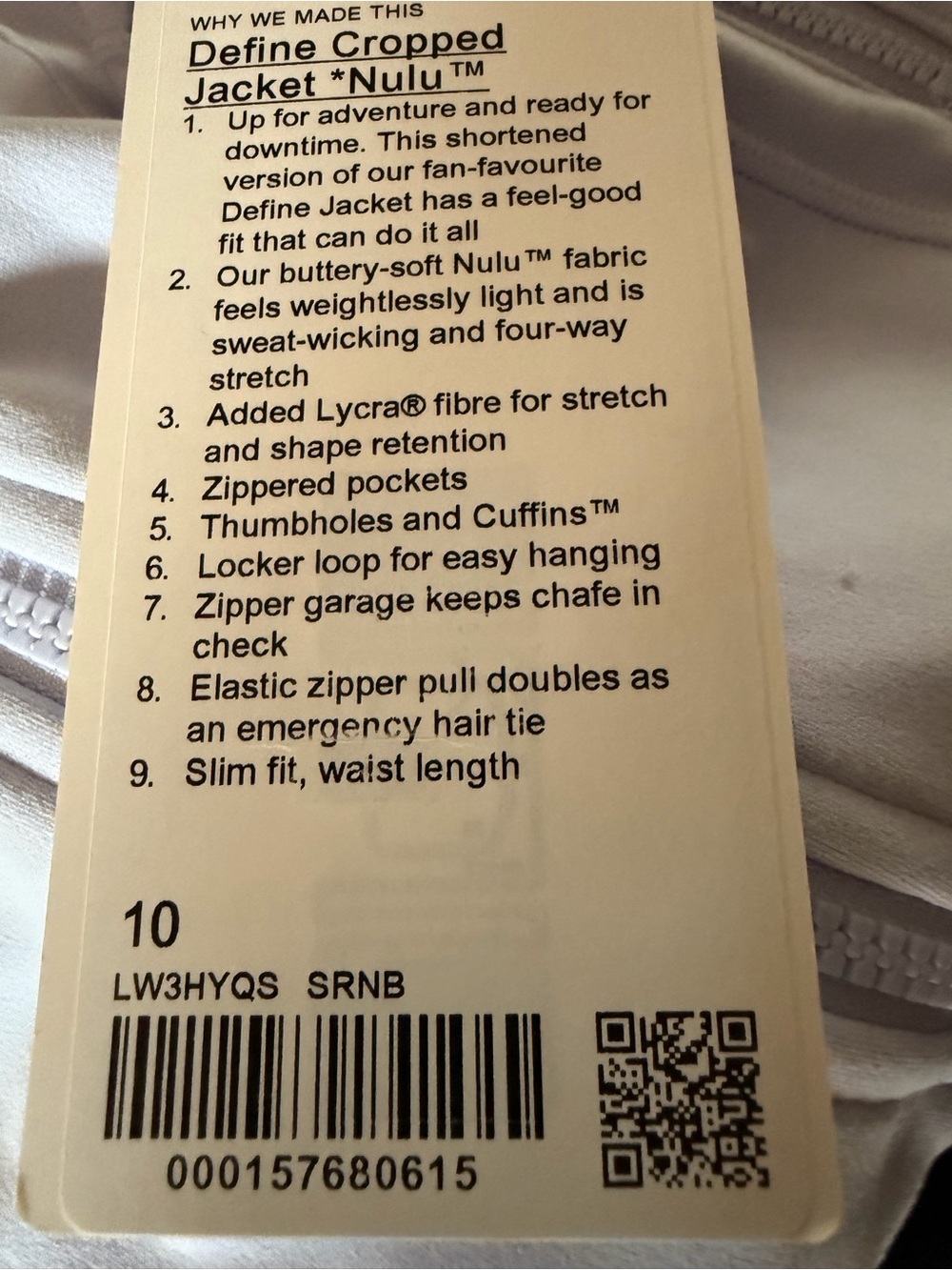 lululemon athletica define cropped 10 NWT - Picture 3 of 3